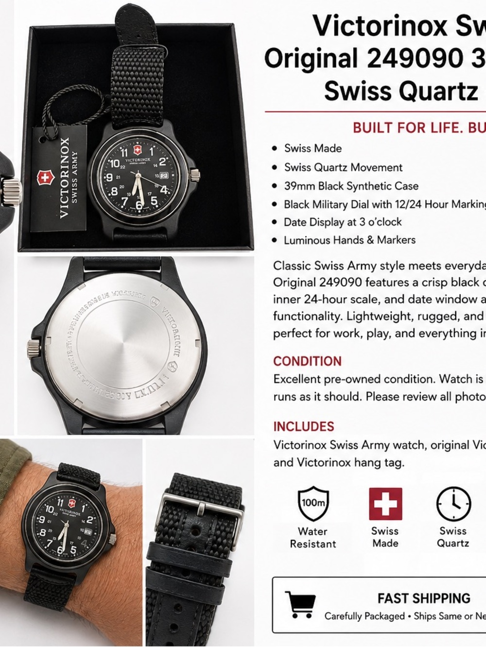 Victorinox Black Dial Swiss Army Field Watch